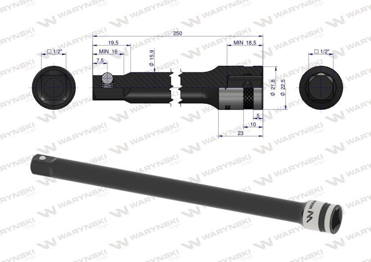 Przedłużka 1/2" 250mm Waryński 3