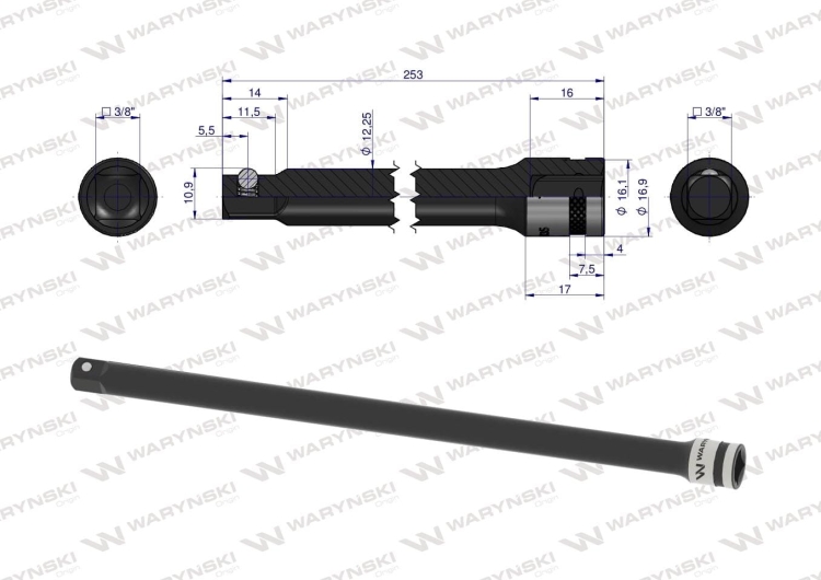 Przedłużka 3/8" 250mm Waryński 3