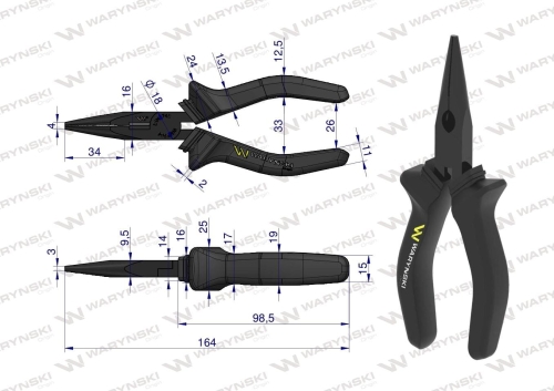 Szczypce wydłużone proste 160 mm Waryński 2