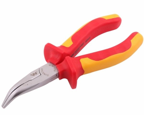 Szczypce izolowane wydłużone wygięte 160 mm VDE Waryński