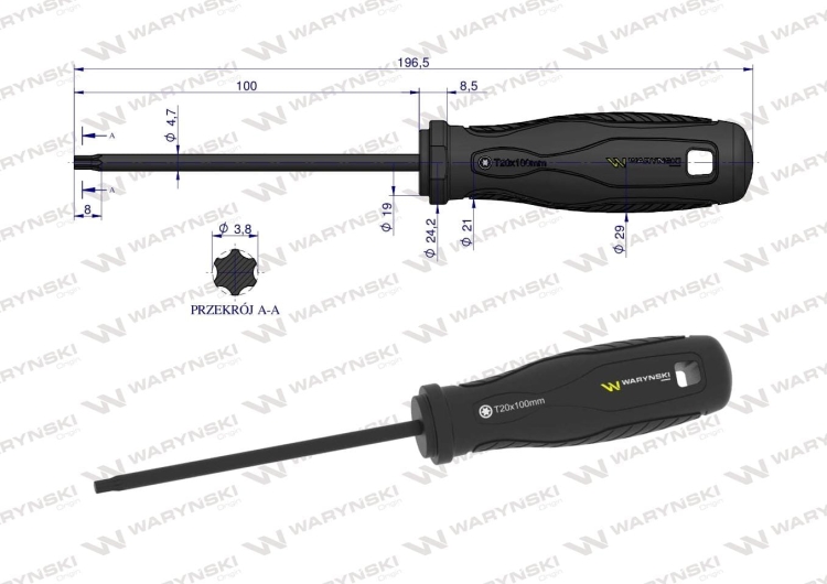 Wkrętak T20 100 mm stal SVCM Waryński 2