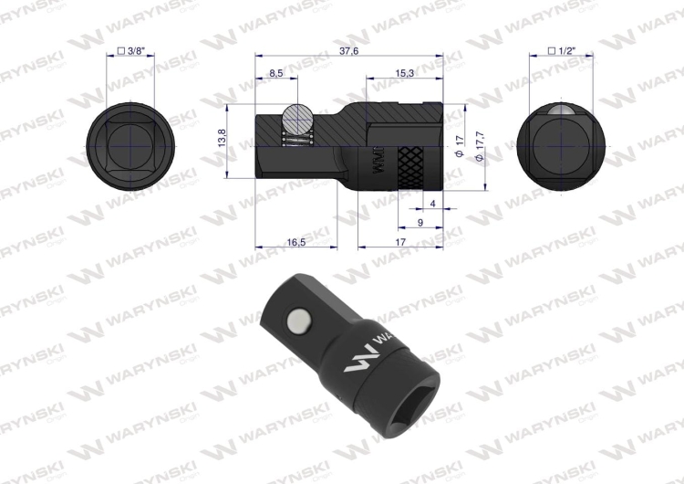 Redukcja 3/8" -1/2" 35mm Waryński 4