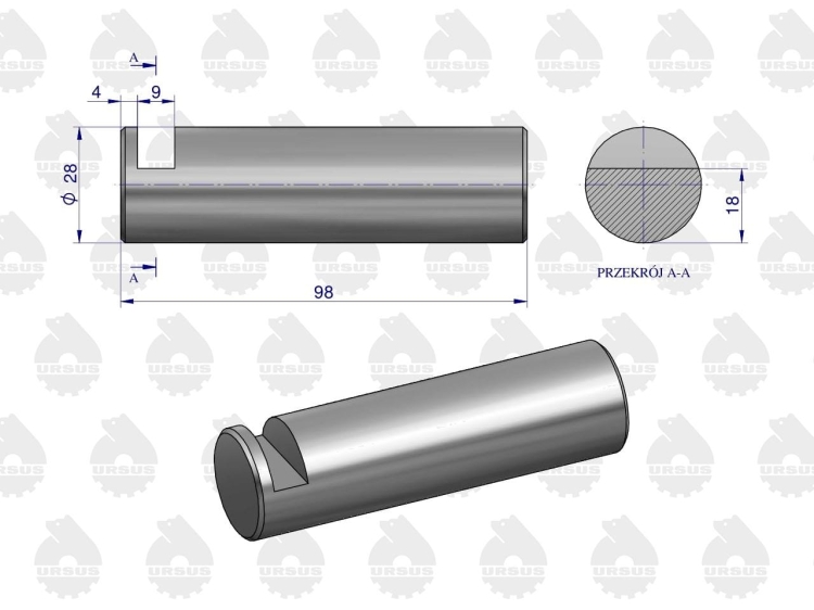 Sworzeń widełek C-385 ORYGINAŁ URSUS  2