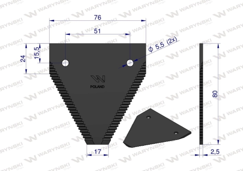 Nóż nożyk listwy nożowej Bizon 506000001 ząbkowanie na wierzchu WARYŃSKI (2)