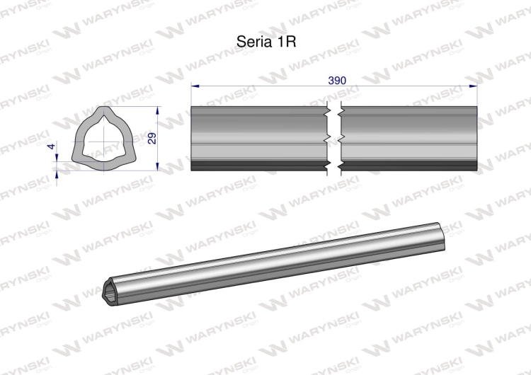 Rura wewnętrzna Seria 1R do wału 510 przegubowo-teleskopowego 29x4 mm 390 mm WARYŃSKI 2