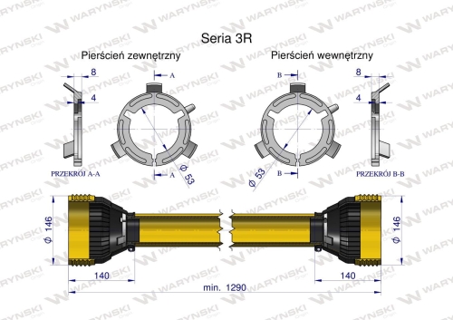Obudowa wału przegubowo-teleskopowego Uniwersalna długość Seria 3R WARYŃSKI 2