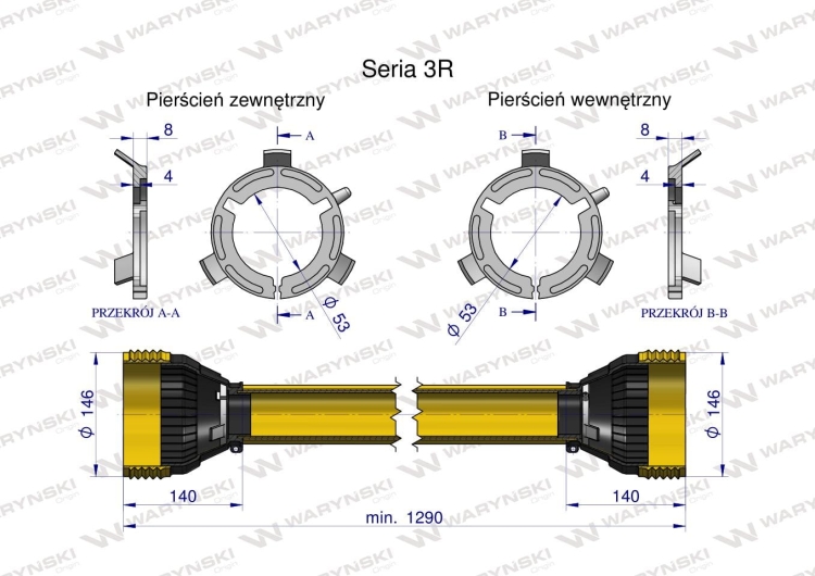 Obudowa wału przegubowo-teleskopowego Uniwersalna długość Seria 3R WARYŃSKI 2