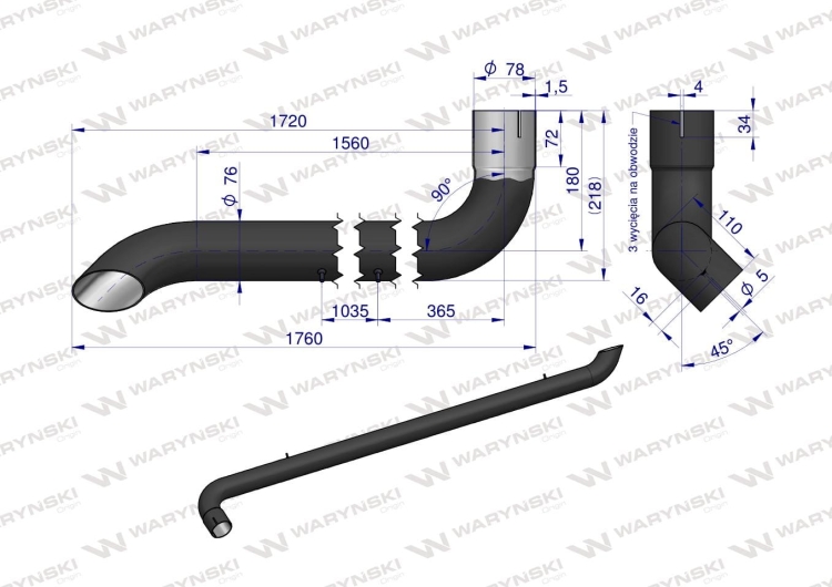 Tłumik rura wydechu AL164277 John Deere WARYŃSKI 3
