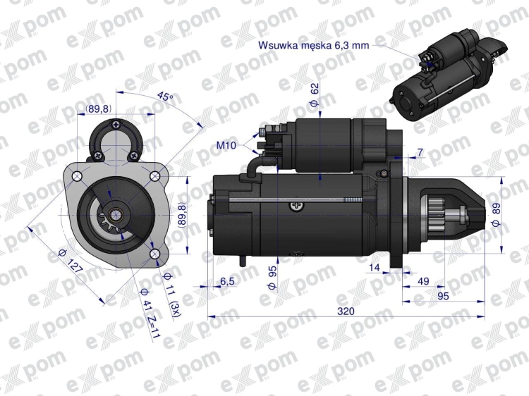 Rozrusznik AZF4369 Case Nowy Typ EXPOM eu 3