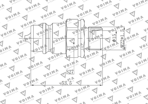 Szybkozłącze hydrauliczne wtyczka EURO M22x1.5 GZ (9100822W) VOIMA 2