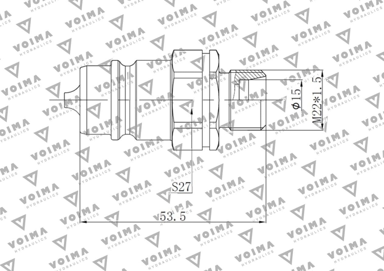 Szybkozłącze hydrauliczne wtyczka EURO M22x1.5 GZ (9100822W) VOIMA 2