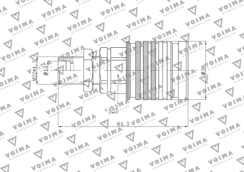 Szybkozłącze hydrauliczne gniazdo EURO M22x1.5 GZ Push-pull long (9100822GL) VOIMA 2