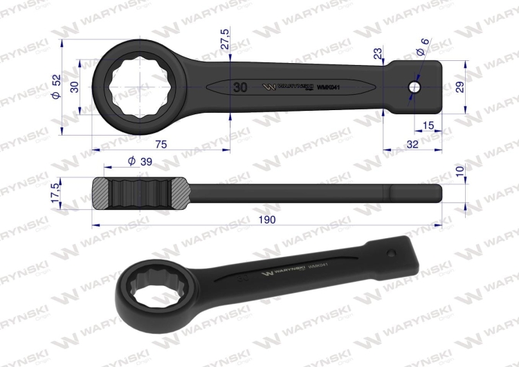 Klucz oczkowy do pobijania 30 mm Waryński 2