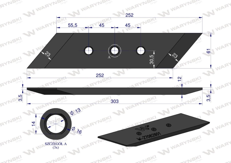 Dłuto nakładka prawe zastosowanie MP332 Rabe Werk stal borowa Waryński 2