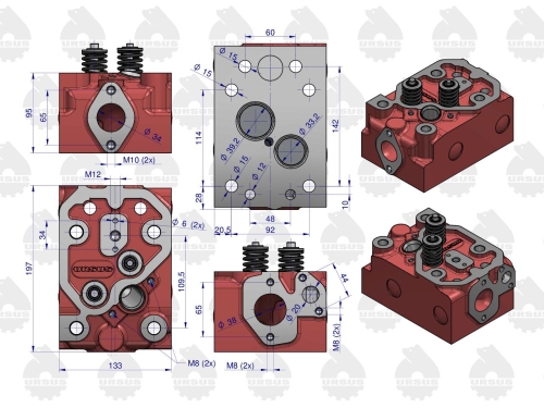 Głowica silnika kompletna z zaworami C-360 ORYGINAŁ URSUS (11)