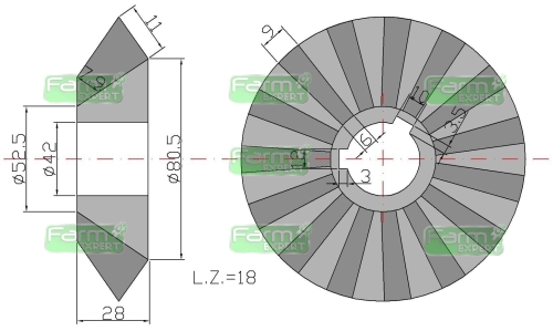Koło zębate stożkowe Z-18 Rozrzutnik 2