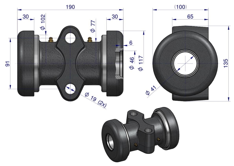 Łożysko kompletne brony talerzowej otwór okrągły na wał czworokątny 30x30 (2)
