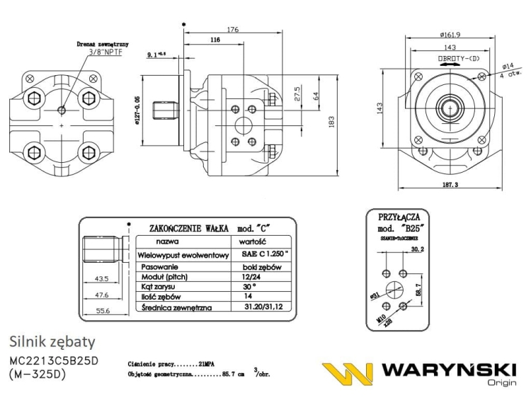 Silnik zębaty M-325D Ładowarka kołowa HSW 534 MC2213C5B25D Waryński 5