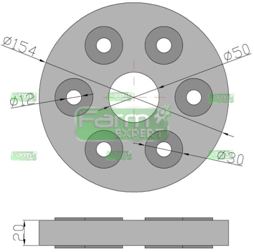 Tarcza elastyczna sprzęgła 6 otworów fi 12mm Rozrzutnik 2