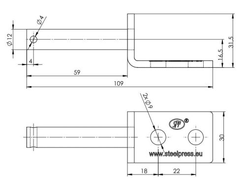 Uchwyt zawiasu UZ-01B fi 12 zastosowanie przyczepka SPP 2