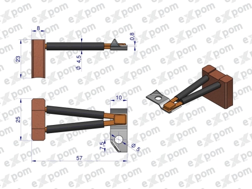 Szczotka 8x25x23 rozrusznika R-10 (20 SZT) EXPOM KWIDZYN 2