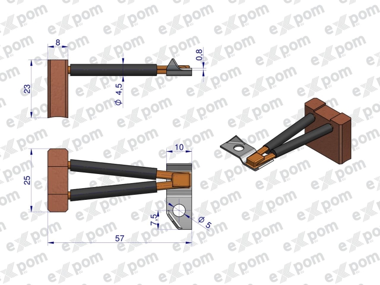 Szczotka 8x25x23 rozrusznika R-10 (20 SZT) EXPOM KWIDZYN 2
