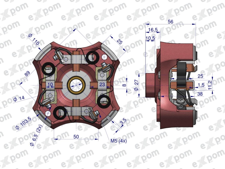 Szczotkotrzymacz kompletny z szczotkami R-10 851400 EXPOM KWIDZYN 3