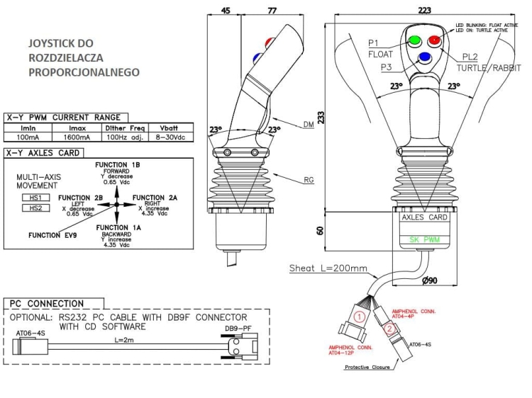 Proporcjonalny rozdzielacz hydrauliczny do ładowaczy czołowych LS (Load Sense) 2-sek. max przepływ 90L 1-sekcja pływająca - sterowany elektrycznie 4
