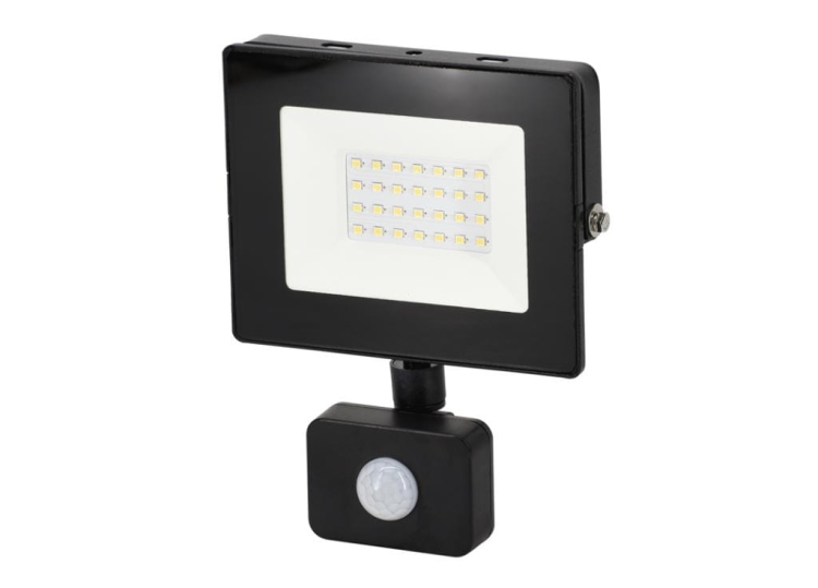 Naświetlacz LED SMD 20W 4000K 1600LM IP65 CZARNY Z CZUJNIKIEM RUCHU