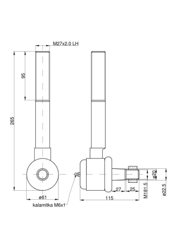 Przegub kulowy długi lewy C-385 z nakrętką 2