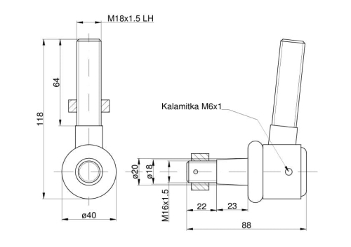 Przeguby układu kierowniczego Zetor lewy 2