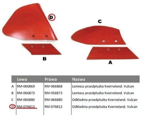 Odkładnia przedpłużka lewa 076813 Kverneland Vulcan 2