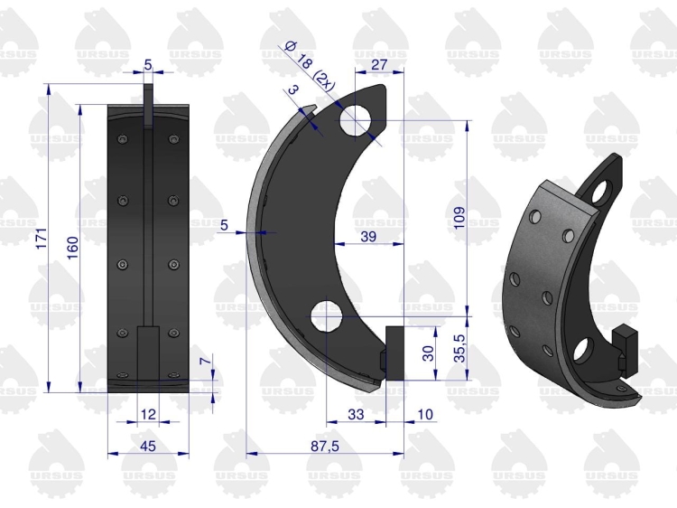 Szczęka hamulcowa kpl (2x przeciwbieżna, 2x współbieżna) C-330 ORYGINAŁ URSUS 4