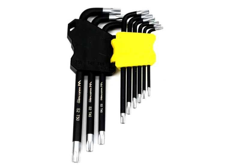 Zestaw kluczy przedłużonych TORX T10-T50 ze stali S2 9el w uchwycie Waryński 3