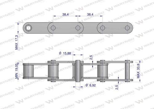 Łańcuch rolkowy 38.4R 5m Waryński 674480 2
