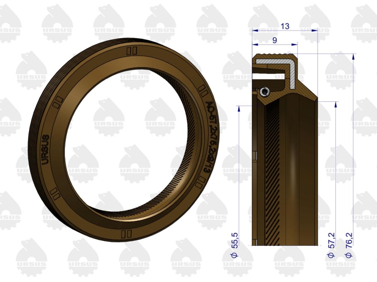 Pierścień uszczelniający simering 2-wargowy wału przedni 57.2x76.2x9/13 2415344 Fluoroelastomer MF3 ORYGINAŁ URSUS 2