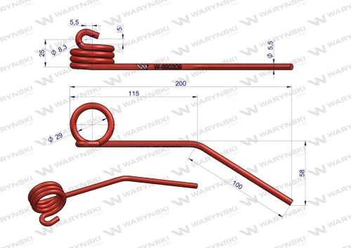 Palec sprężysty nagarniacza motowideł zastosowanie Claas 690309 Waryński (2)