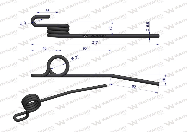 Palec sprężysty motowideł lewy Z56957 H149752 John Deere WARYŃSKI 2
