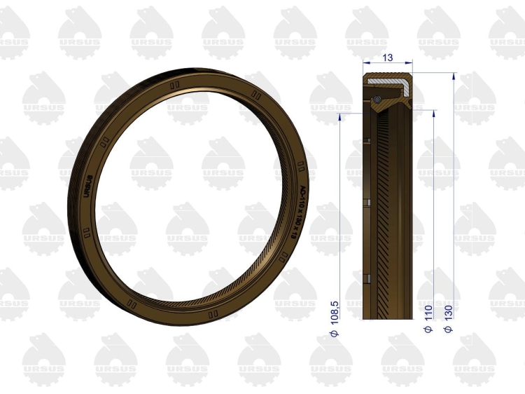 Pierścień uszczelniający uszczelniacz wału korbowego tylny 110x130x13 Fluoroelastomer C-385 ORYGINAŁ URSUS 2