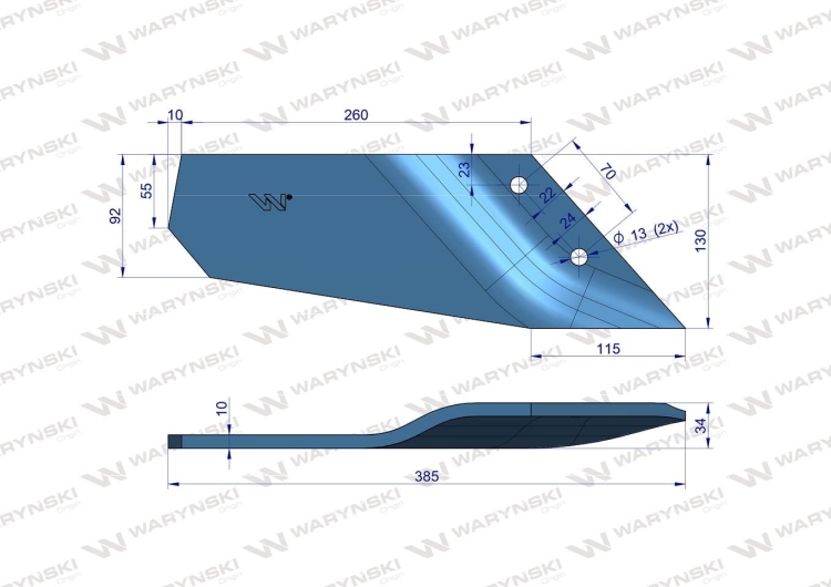 Lemiesz wygięty długi lewy zastosowanie Lemken Smaragd Waryński 3
