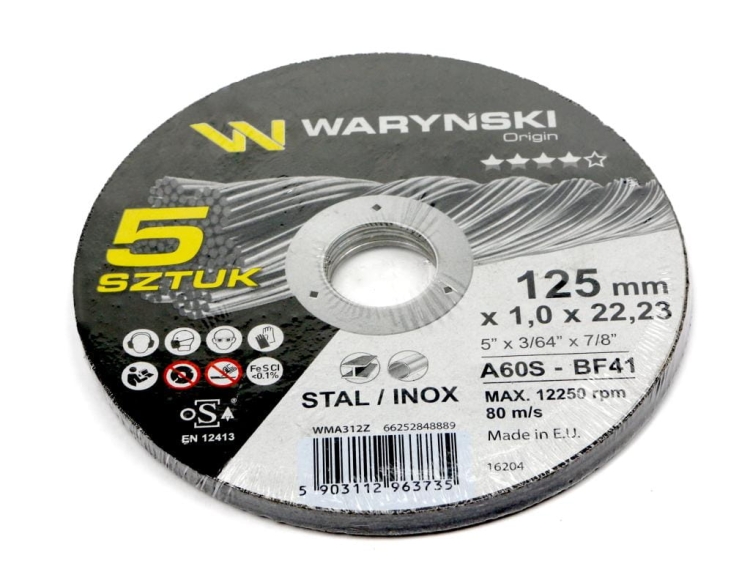 Tarcza do cięcia metalu 125 x1.0 x22.23 mm Waryński 2