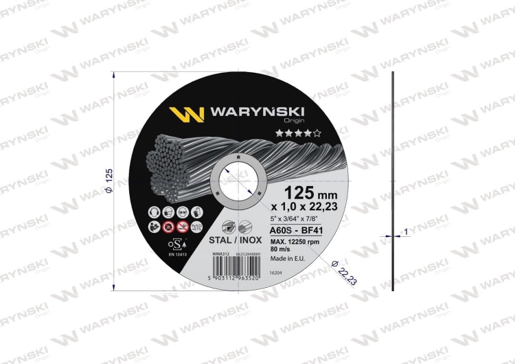 Tarcza do cięcia metalu 125 x1.0 x22.23 mm Waryński 4