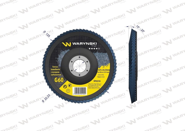 Tarcza do szlifierki 125 mm lamelkowa cyrkonowa GR60 Waryński 4