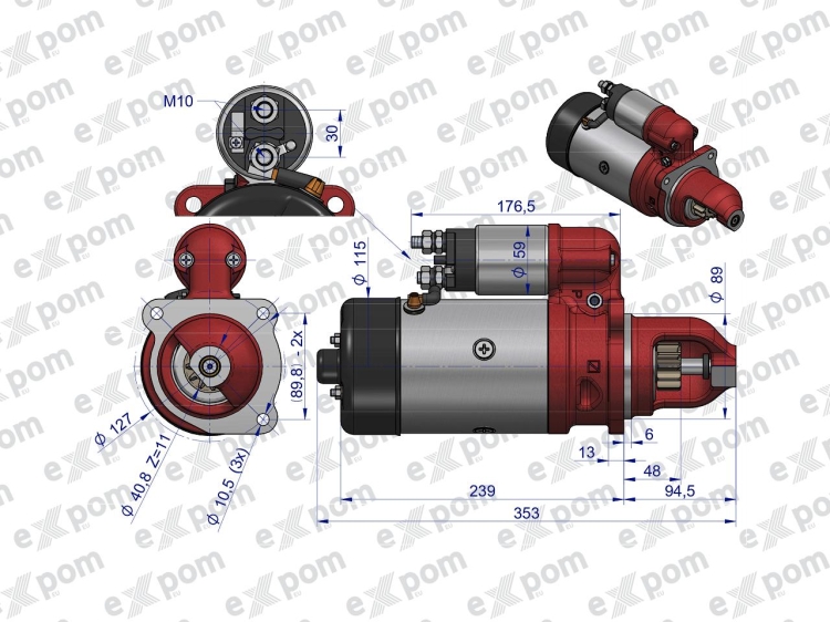 Rozrusznik R11A 12V 3kW 46657000 C-330 C-360 EXPOM KWIDZYN eu 3