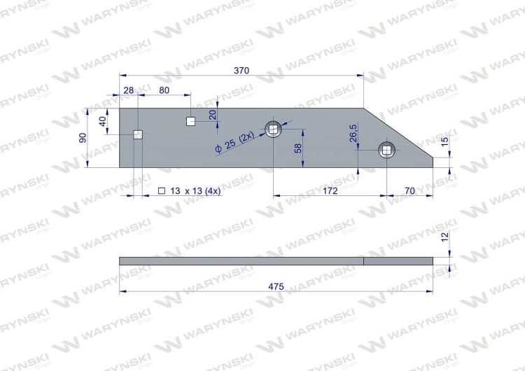 Płoza przednia lewa Unia XL PO741 1116720010 WARYŃSKI 2