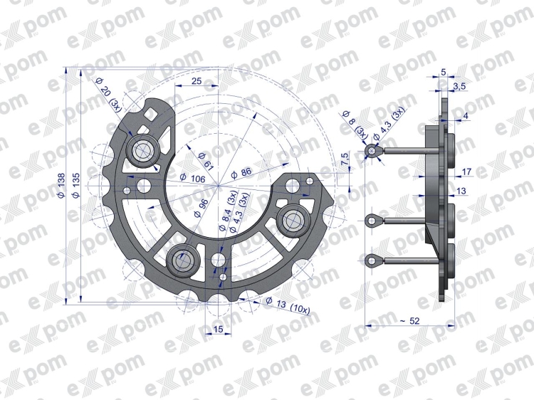 Prostownik kompletny alternatora EX257000 A120 Bizon EXPOM KWIDZYN 2