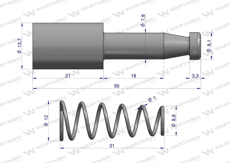 Trzpień wału widłaka Seria R Waryński  2