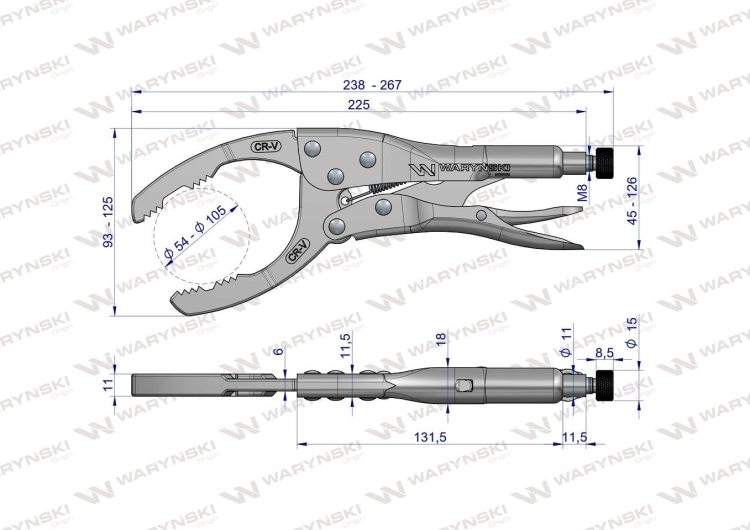 Szczypcoklucz do filtrów ze stali CrV Waryński  WMK158 2