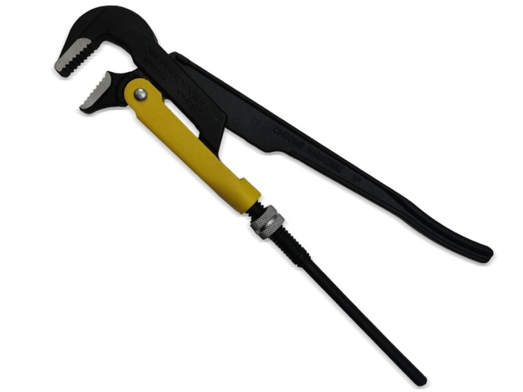 Szczypce nastawne szwedzkie do rur szczęki typ 90° o rozstawie max 40mm długość 320mm Waryński 2
