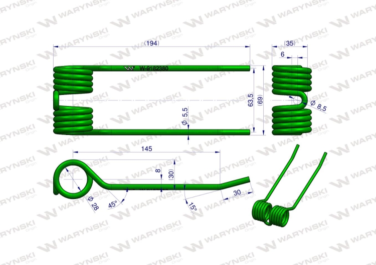 Palec sprężysty podbieracza do Claas 9182380 Waryński 2
